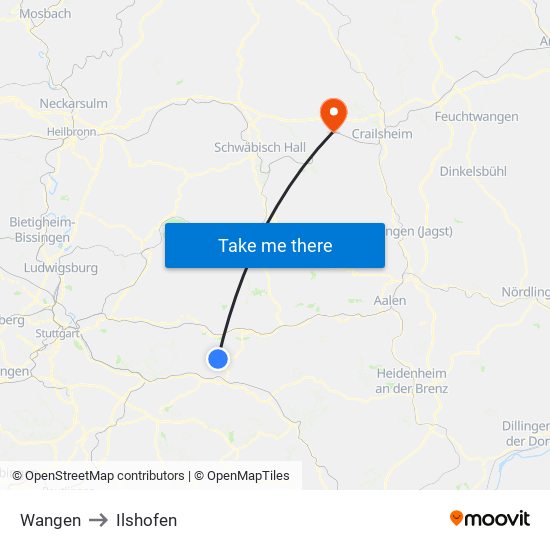 Wangen to Ilshofen map