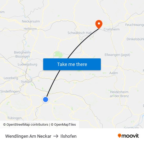 Wendlingen Am Neckar to Ilshofen map
