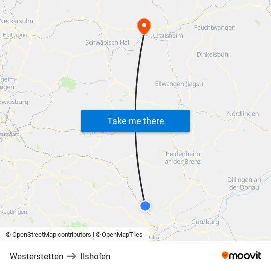 Westerstetten to Ilshofen map
