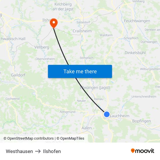 Westhausen to Ilshofen map