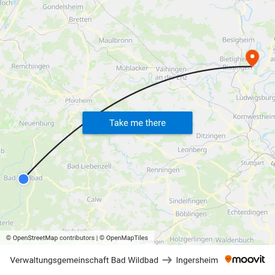 Verwaltungsgemeinschaft Bad Wildbad to Ingersheim map