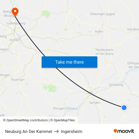 Neuburg An Der Kammel to Ingersheim map