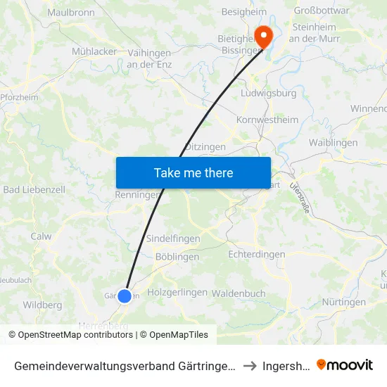 Gemeindeverwaltungsverband Gärtringen/Ehningen to Ingersheim map