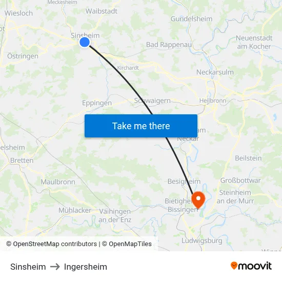 Sinsheim to Ingersheim map