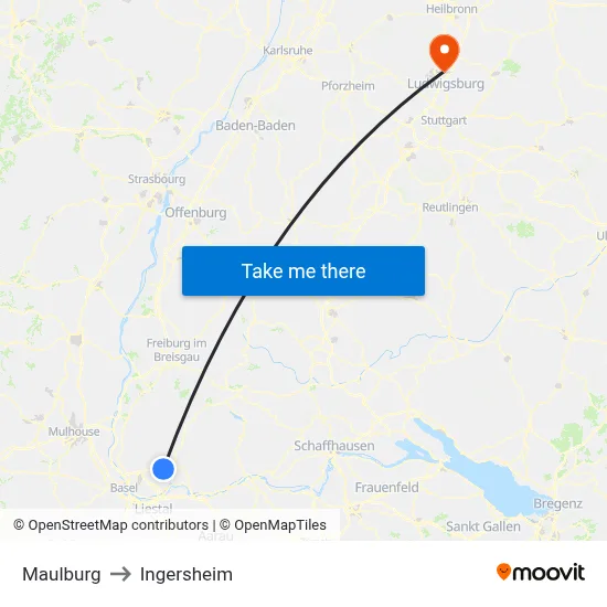 Maulburg to Ingersheim map