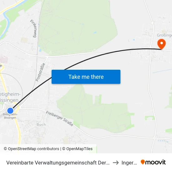 Vereinbarte Verwaltungsgemeinschaft Der Stadt Bietigheim-Bissingen to Ingersheim map
