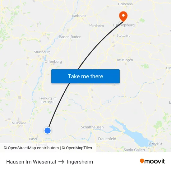 Hausen Im Wiesental to Ingersheim map