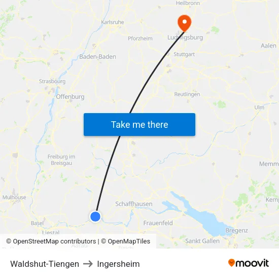 Waldshut-Tiengen to Ingersheim map