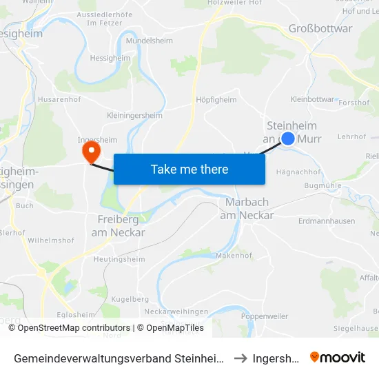Gemeindeverwaltungsverband Steinheim-Murr to Ingersheim map