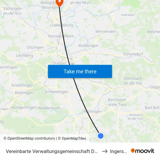 Vereinbarte Verwaltungsgemeinschaft Der Stadt Neuffen to Ingersheim map