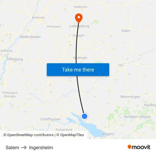 Salem to Ingersheim map