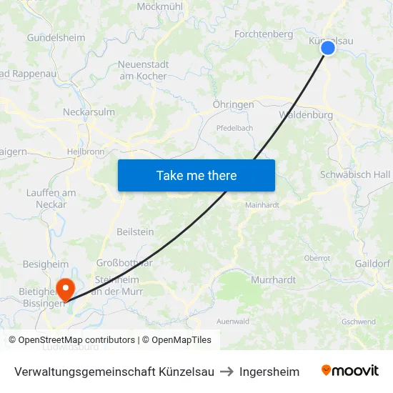 Verwaltungsgemeinschaft Künzelsau to Ingersheim map