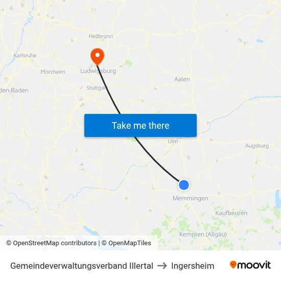 Gemeindeverwaltungsverband Illertal to Ingersheim map