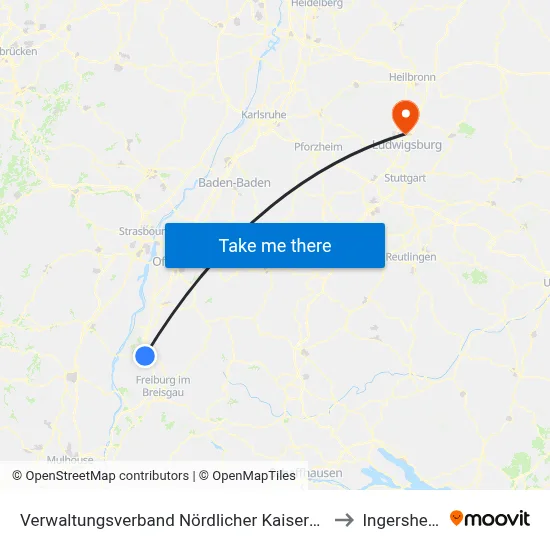 Verwaltungsverband Nördlicher Kaiserstuhl to Ingersheim map
