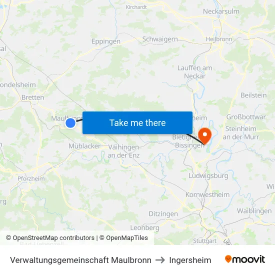 Verwaltungsgemeinschaft Maulbronn to Ingersheim map