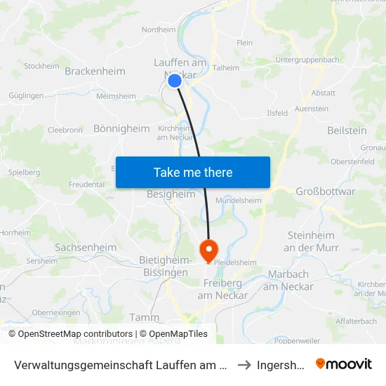 Verwaltungsgemeinschaft Lauffen am Neckar to Ingersheim map
