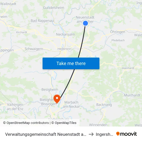 Verwaltungsgemeinschaft Neuenstadt am Kocher to Ingersheim map