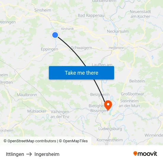 Ittlingen to Ingersheim map