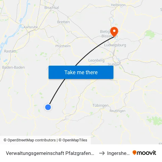 Verwaltungsgemeinschaft Pfalzgrafenweiler to Ingersheim map
