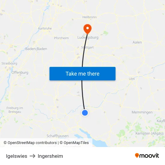 Igelswies to Ingersheim map