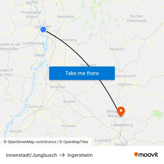 Innenstadt/Jungbusch to Ingersheim map
