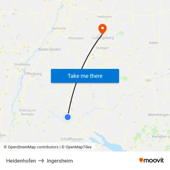 Heidenhofen to Ingersheim map
