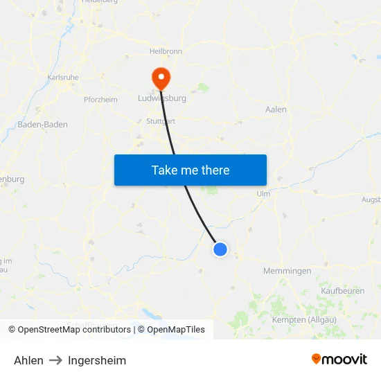Ahlen to Ingersheim map