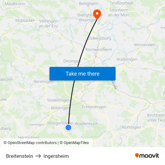 Breitenstein to Ingersheim map