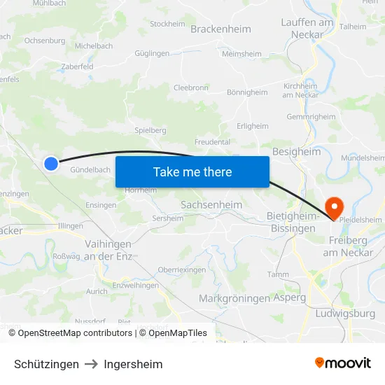 Schützingen to Ingersheim map