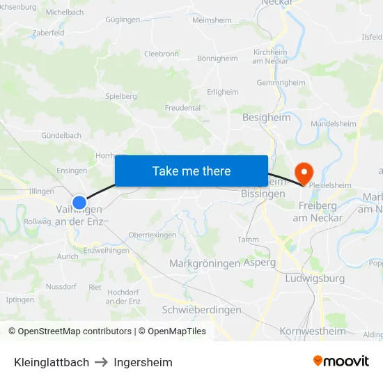 Kleinglattbach to Ingersheim map