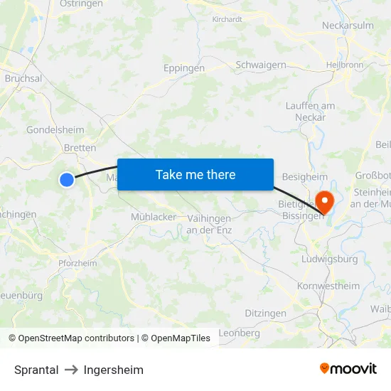 Sprantal to Ingersheim map