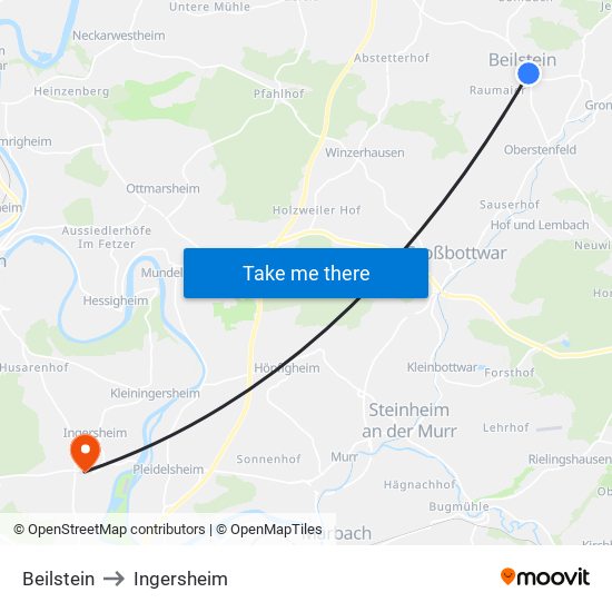 Beilstein to Ingersheim map