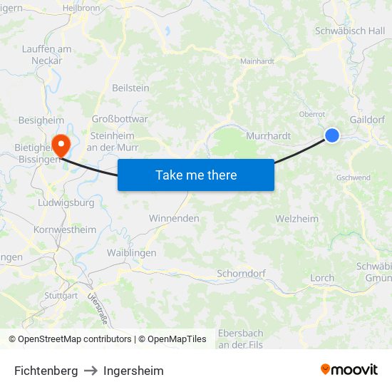 Fichtenberg to Ingersheim map