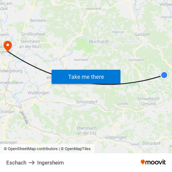 Eschach to Ingersheim map