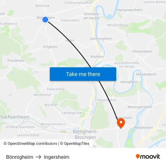 Bönnigheim to Ingersheim map