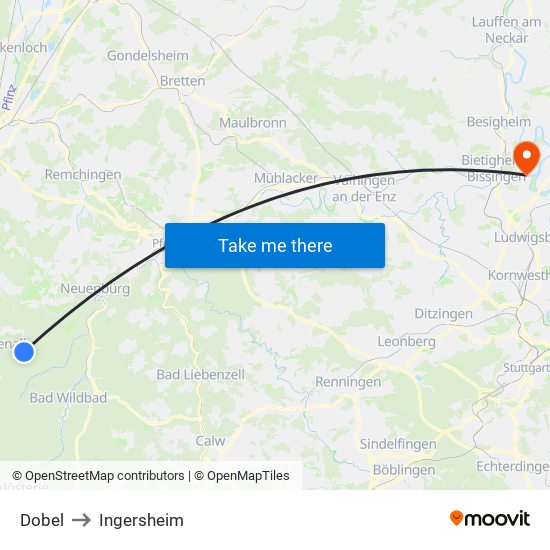 Dobel to Ingersheim map