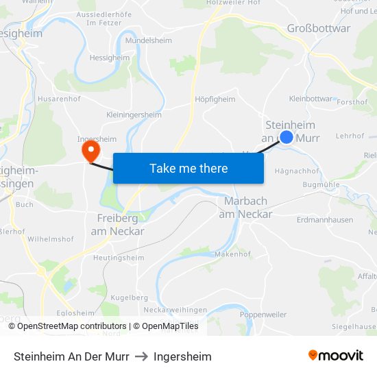 Steinheim An Der Murr to Ingersheim map