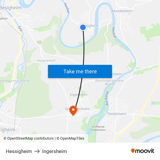 Hessigheim to Ingersheim map