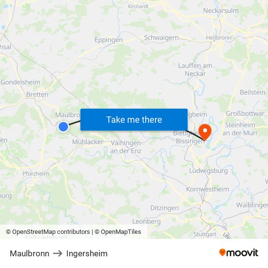 Maulbronn to Ingersheim map