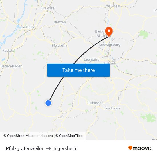 Pfalzgrafenweiler to Ingersheim map