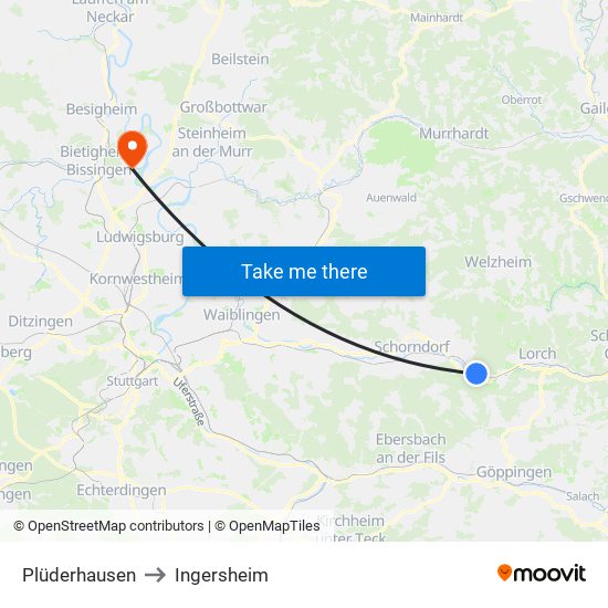 Plüderhausen to Ingersheim map
