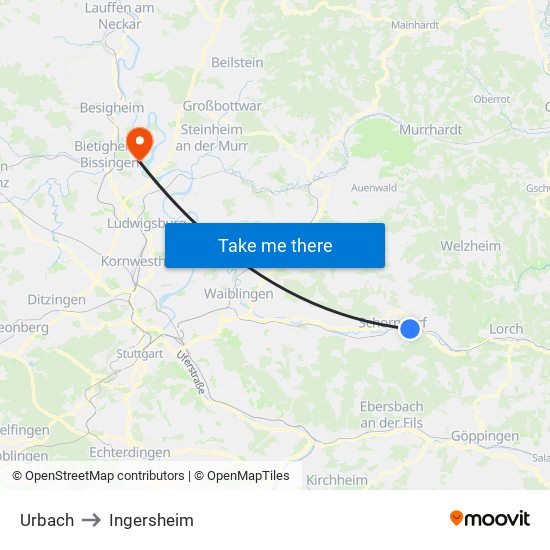 Urbach to Ingersheim map