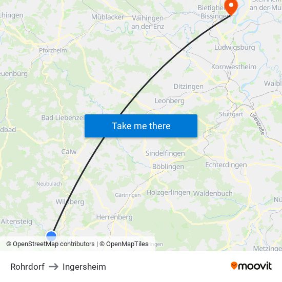 Rohrdorf to Ingersheim map