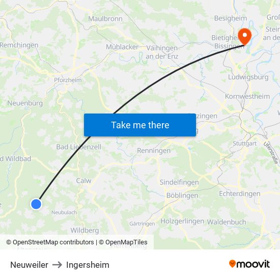 Neuweiler to Ingersheim map