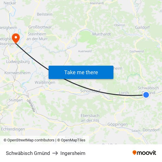 Schwäbisch Gmünd to Ingersheim map