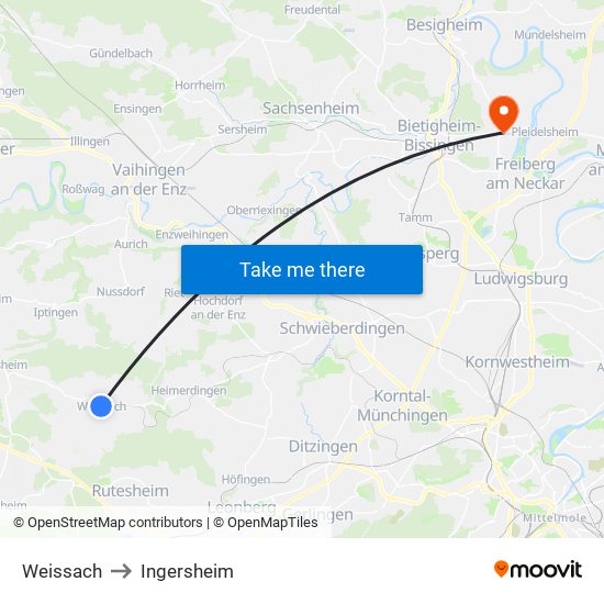 Weissach to Ingersheim map