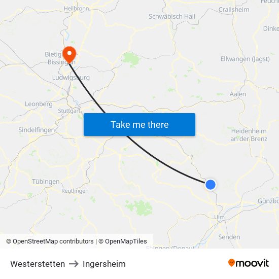 Westerstetten to Ingersheim map