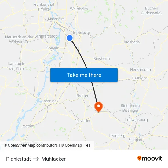 Plankstadt to Mühlacker map