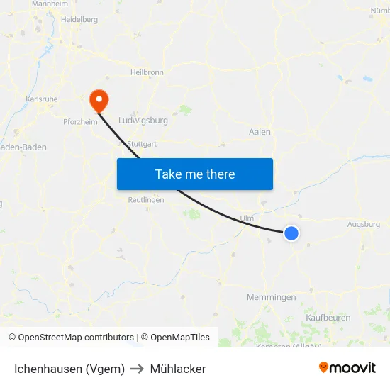 Ichenhausen (Vgem) to Mühlacker map