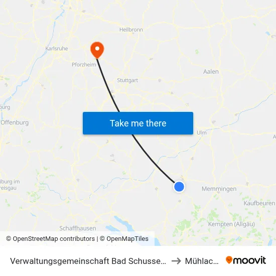 Verwaltungsgemeinschaft Bad Schussenried to Mühlacker map